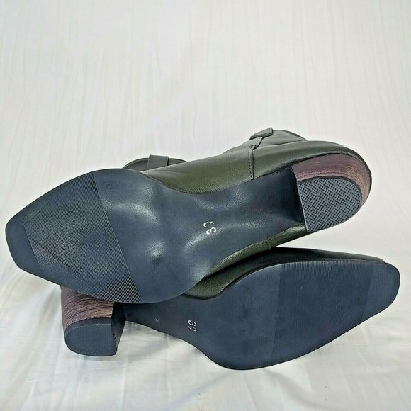 Classic Ladies Western Cowgirl Pull On Block Heel Pointed Toe Boots. Olive Green - Picture 7 of 8